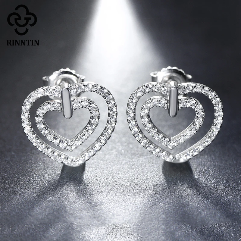 Женские серьги гвоздики из серебра 925 пробы с фианитом|Серьги-гвоздики| |