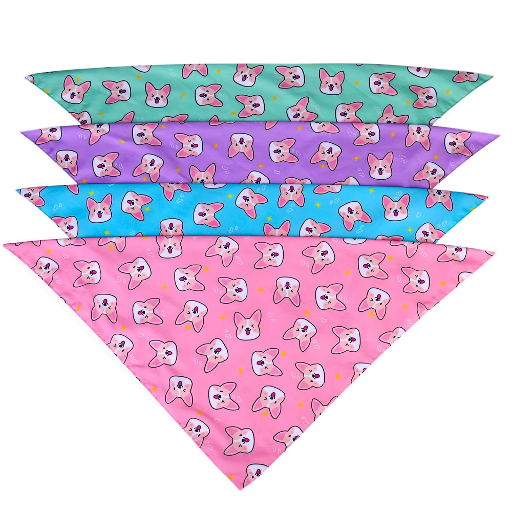 Cartoon Dog Bandanas Scarfs for Puppy Small Medium Large Dogs Reversible Pets Accessories Scarf Bibs Kerchief | Дом и сад