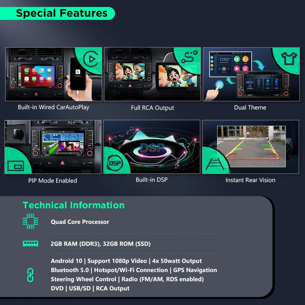 XTRONS 7 ''Android 10 0 автомобильный радиоприемник стерео DVD плеер GPS для Volkswagen T5 Multiwan