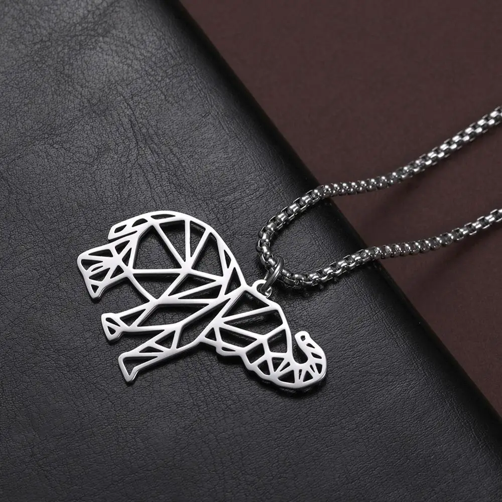 My Shape Elephant Necklace Stainless Steel Animal Silvery Necklaces Cut Out Good Quality Hollow Pendant Jewelry Fashion Gift | Украшения и
