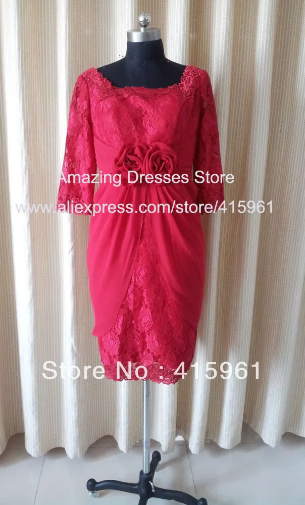 

Real Burgundy Bateau Neck Lace Sheath Mother of the Bride Dresses With Long Sleeves E009