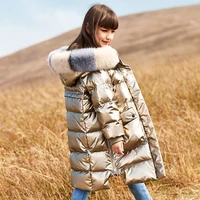 2021 new girls long thick warm and windproof white duck down jacket coat