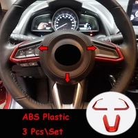 abs plastic red for mazda 3 axelacx5 cx 5 2017 car steering wheel button frame cover trim car styling accessories 3pcs