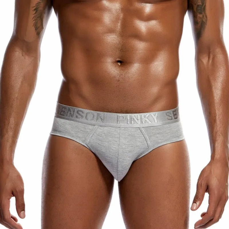 Мужские трусы брифы из модала Pinky Senson черные с ярким поясом сексуальное нижнее