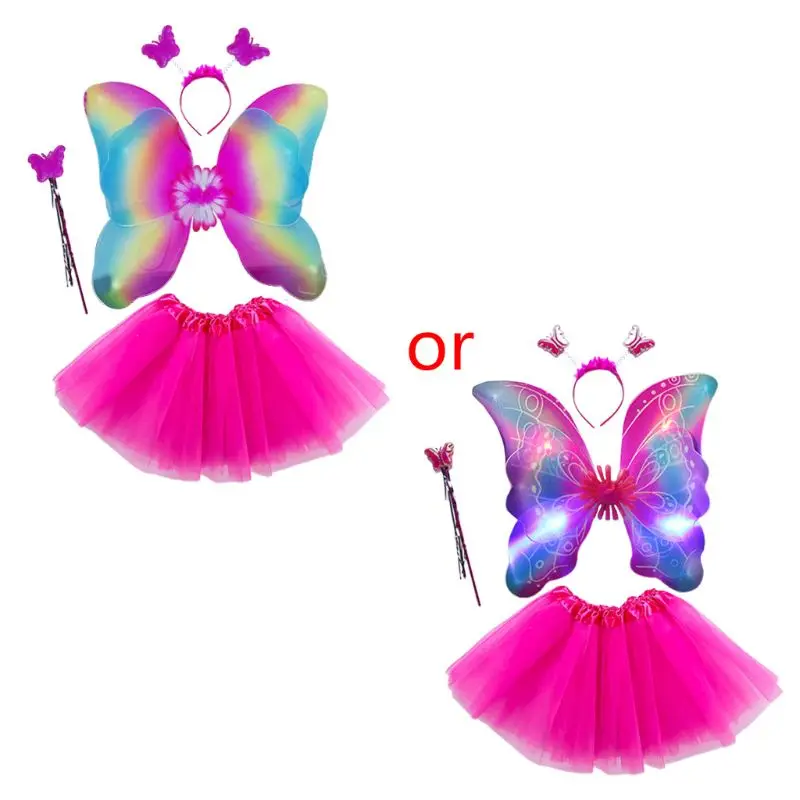 4 предмета в комплекте для девочек светодиодный сказочный костюм комплект с