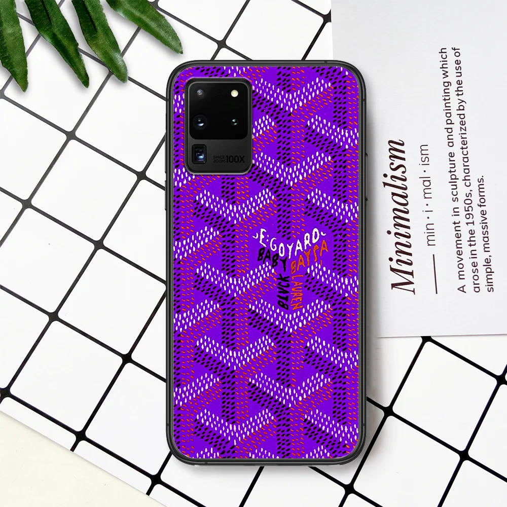 

Luxury Design Brand Goyarde Phone Case For Samsung Galaxy Note S 8 9 10 20 Plus E Lite Uitra black Coque Fashion Waterproof
