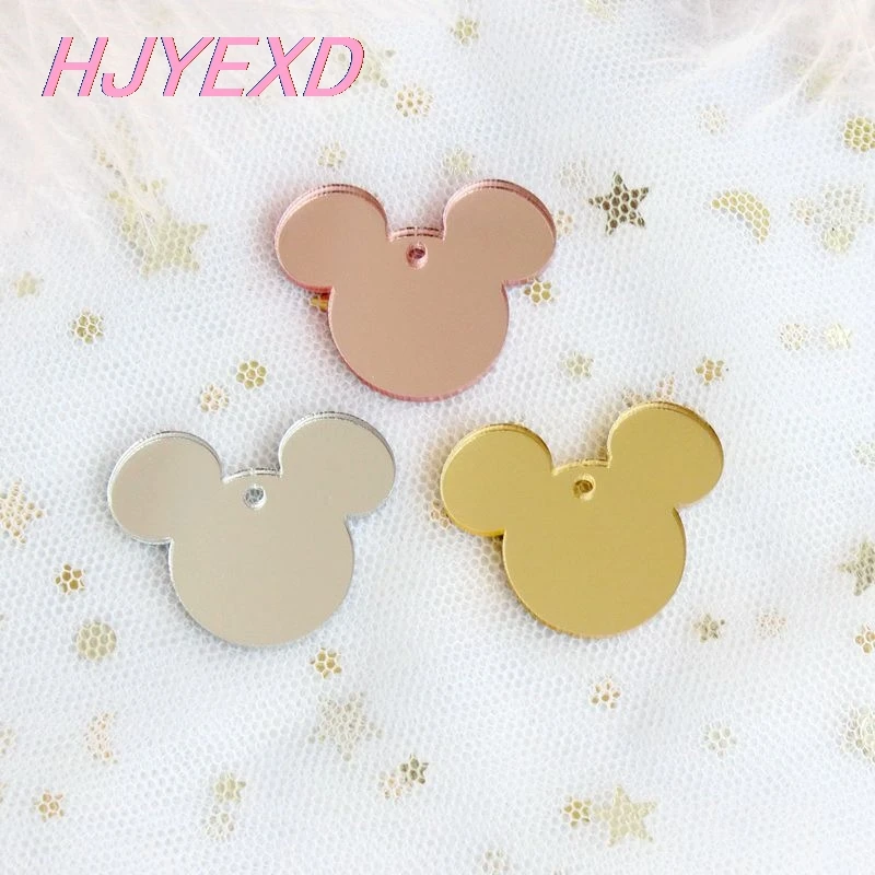 (6 шт. каждая) 30 мм акриловые серьги в форме головы мыши Золотые/серебряные/розовые