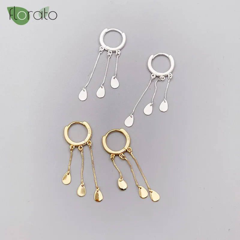 Женские длинные висячие серьги в богемном стиле с серебряной кисточкой 925 пробы