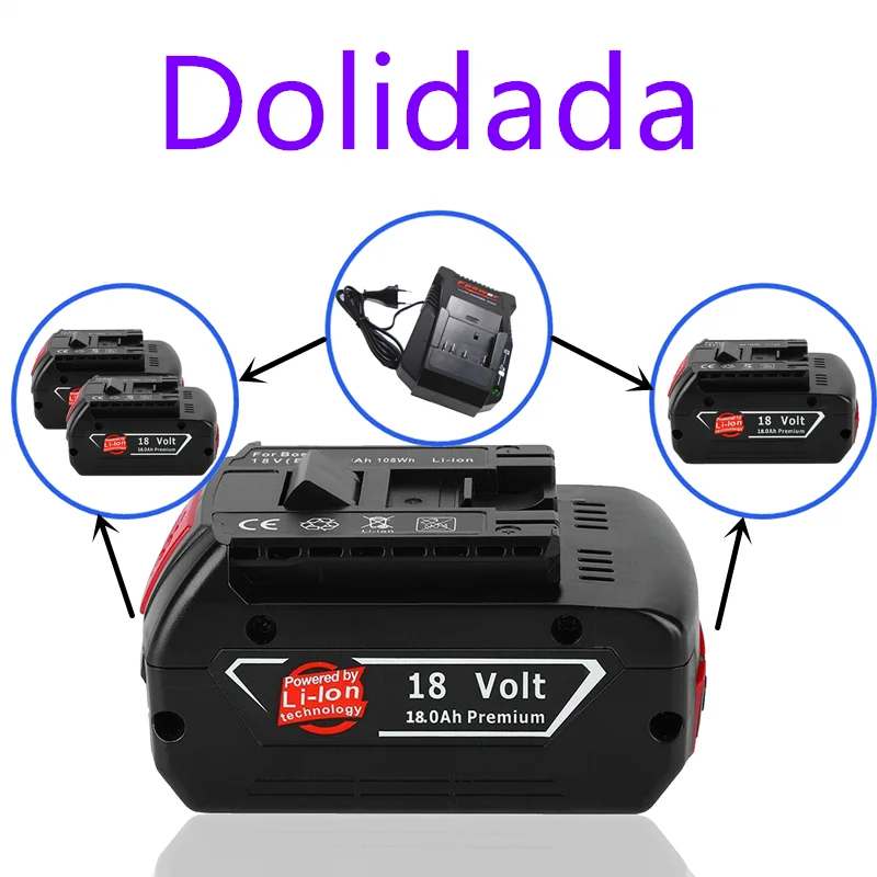 

100% original 18V18000mAh Rechargeable For Bosch 18V18.0Ah Battery Backup Portable Replacement BAT609 Indicator light+3A Charger