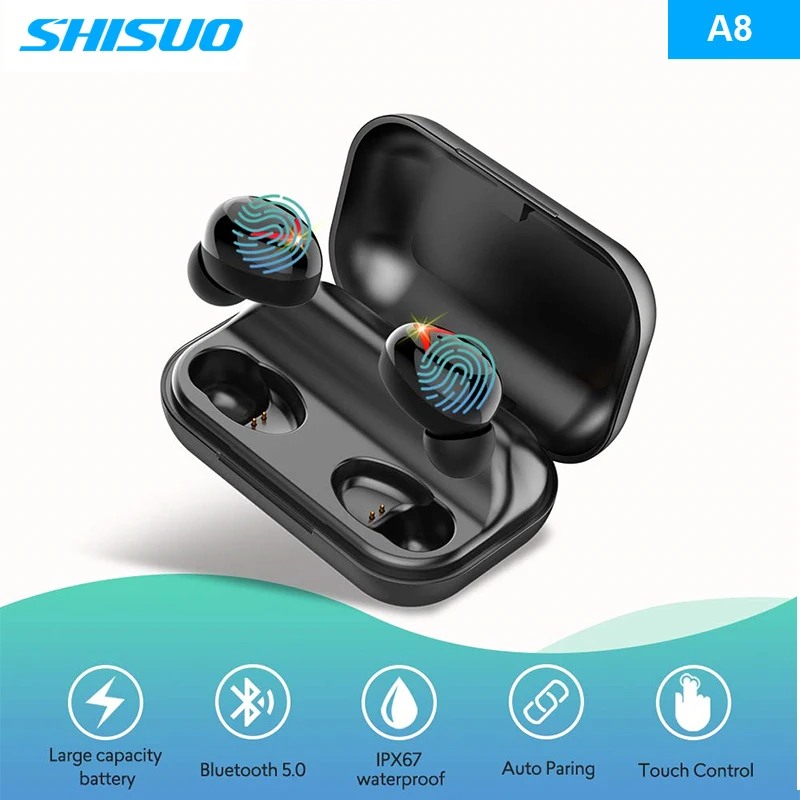 SHISUO 2020 Новые беспроводные Bluetooth наушники для Xiaomi Huawei Samsung Phone IPX7 водонепроницаемые
