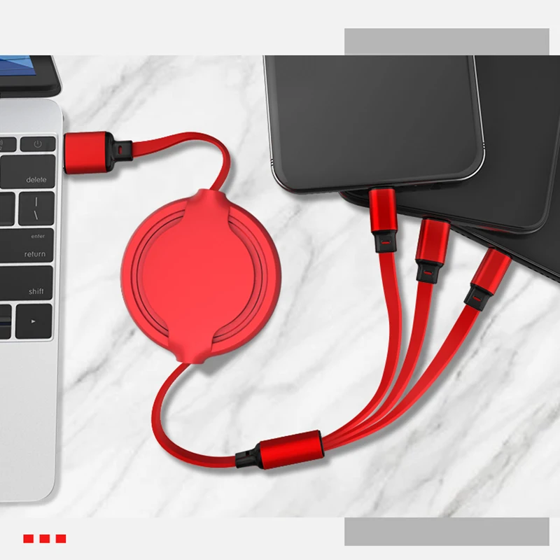 Зарядный кабель Tutew 3 в 1 с Micro USB Портативный Выдвижной USB-кабель Type-c для iPhone