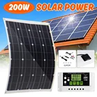 200W Гибкая Панели солнечные комплект 100A50A10A блок управления установкой на солнечной батарее модуль для автомобиля на колесах Лодка Крыши дома кемпинга 12V 24V Солнечный Батарея