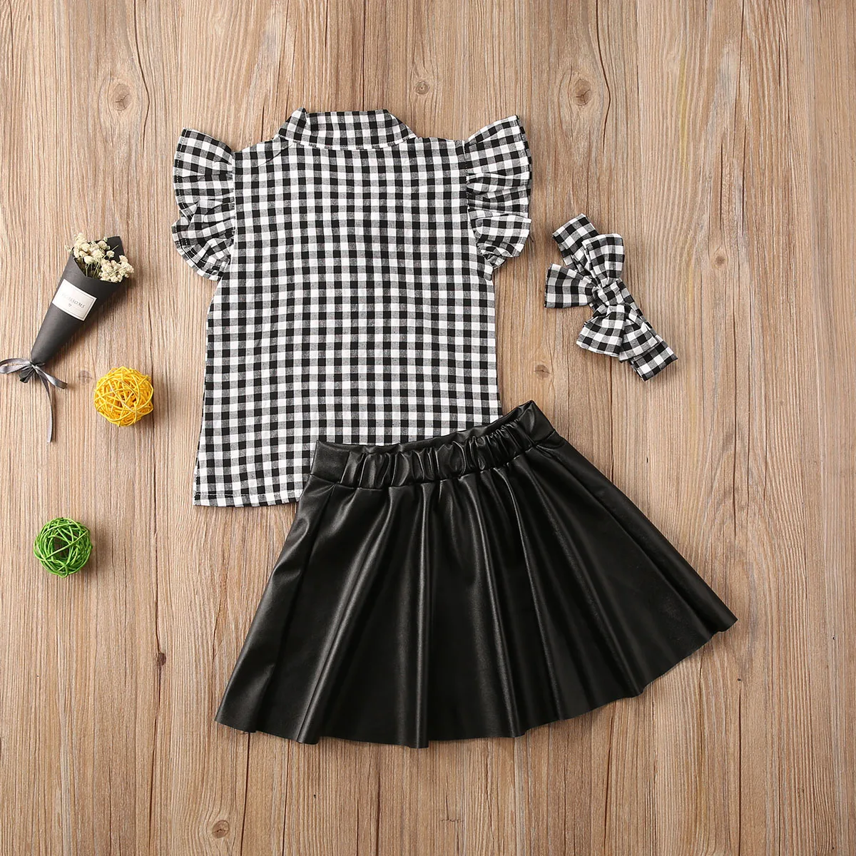 3 шт./комплект Детские рубашки и юбки из экокожи |