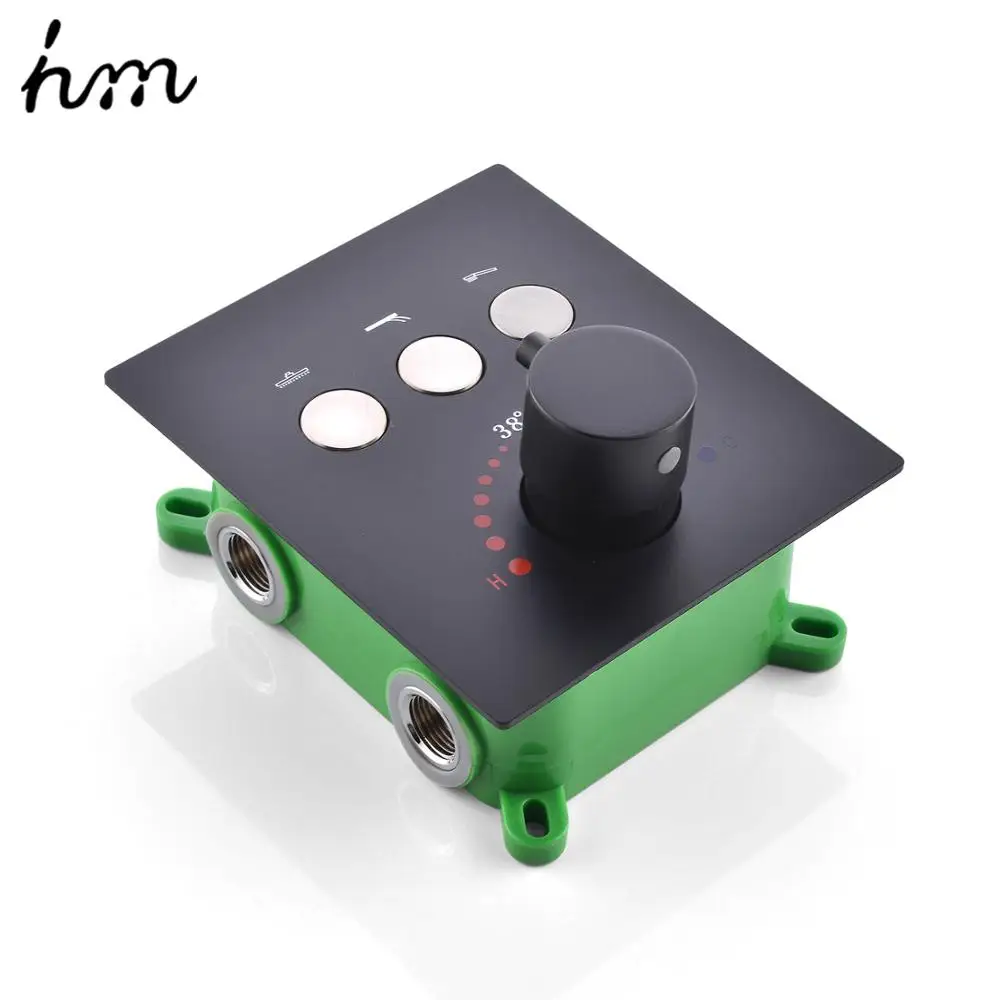 Скрытый душевой переключатель hm с сенсорной кнопкой черный латунный