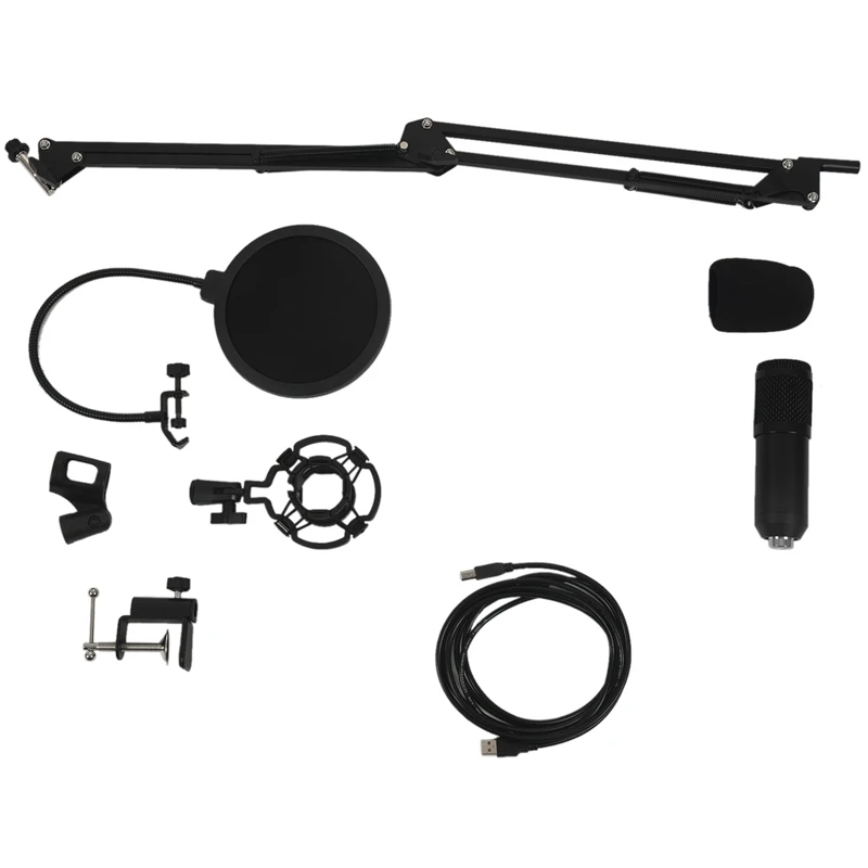 

Usb Streaming Podcast Pc Microphone Professional Studio Cardioid Condenser Mic Kit With Sound Card Boom Arm Shock Mount Filter,