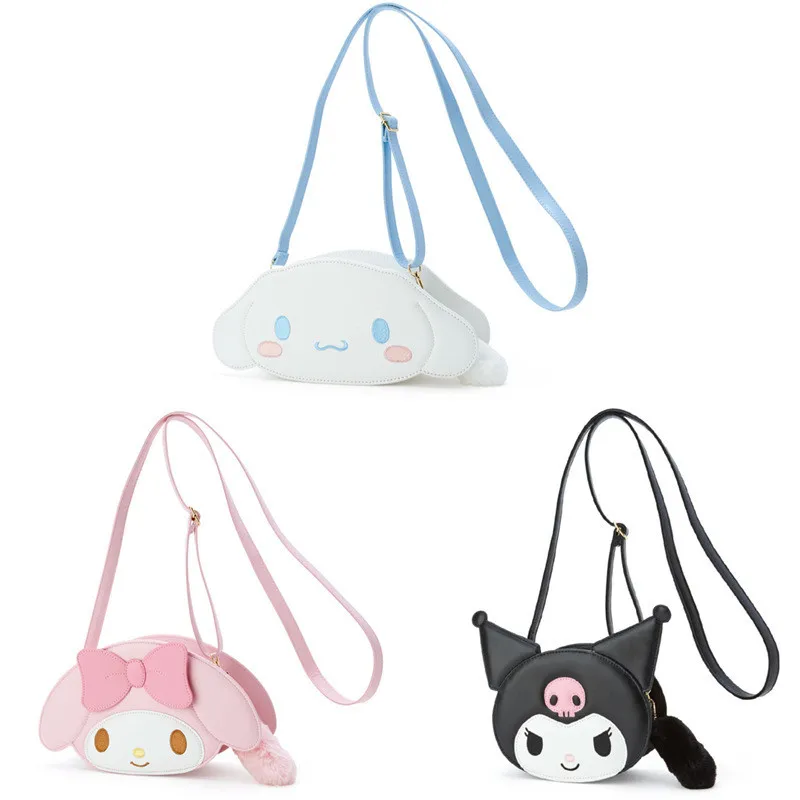 

27CM KAWAII Sanriod Anime cartoon Series Kuromi melody Cinnamorol soft plush toy Messenger Bag Cosmetic bag Ornaments girl Gift