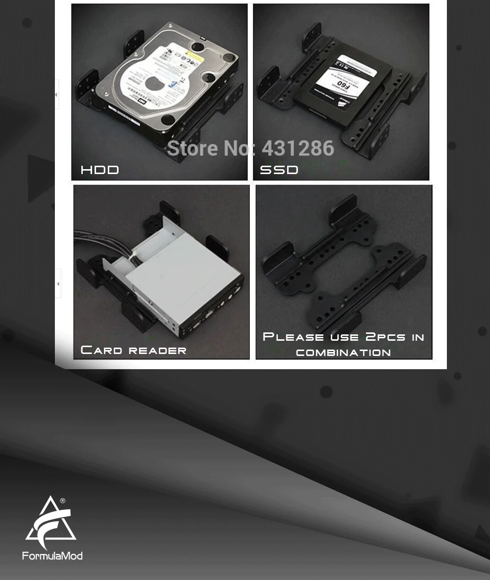 FormulaMod Fm-MFB Многофункциональный кронштейн подставка подходит для 3," HDD 3,5" кардридер SSD вентиляторы и т. Д