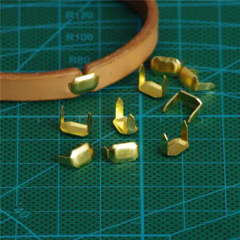 20 шт., латунные кожаные скобы с двумя зубцами для крепления петель для ремня крепеж для рукоделия