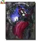 Алмазная живопись сделай сам 5d, мозаика, черные свечи, Сказочная фея, квадратная круглая вышивка, вышивка крестиком, распродажа, искусство