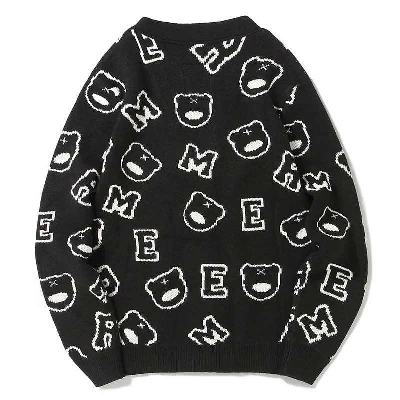 Мужской Жаккардовый свитер с V-образным вырезом большого размера | Мужская одежда