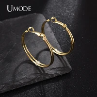 umode new double layer glossy plating gold color design hoop earrings for women fashion earring jewelry dating party gift ue0734