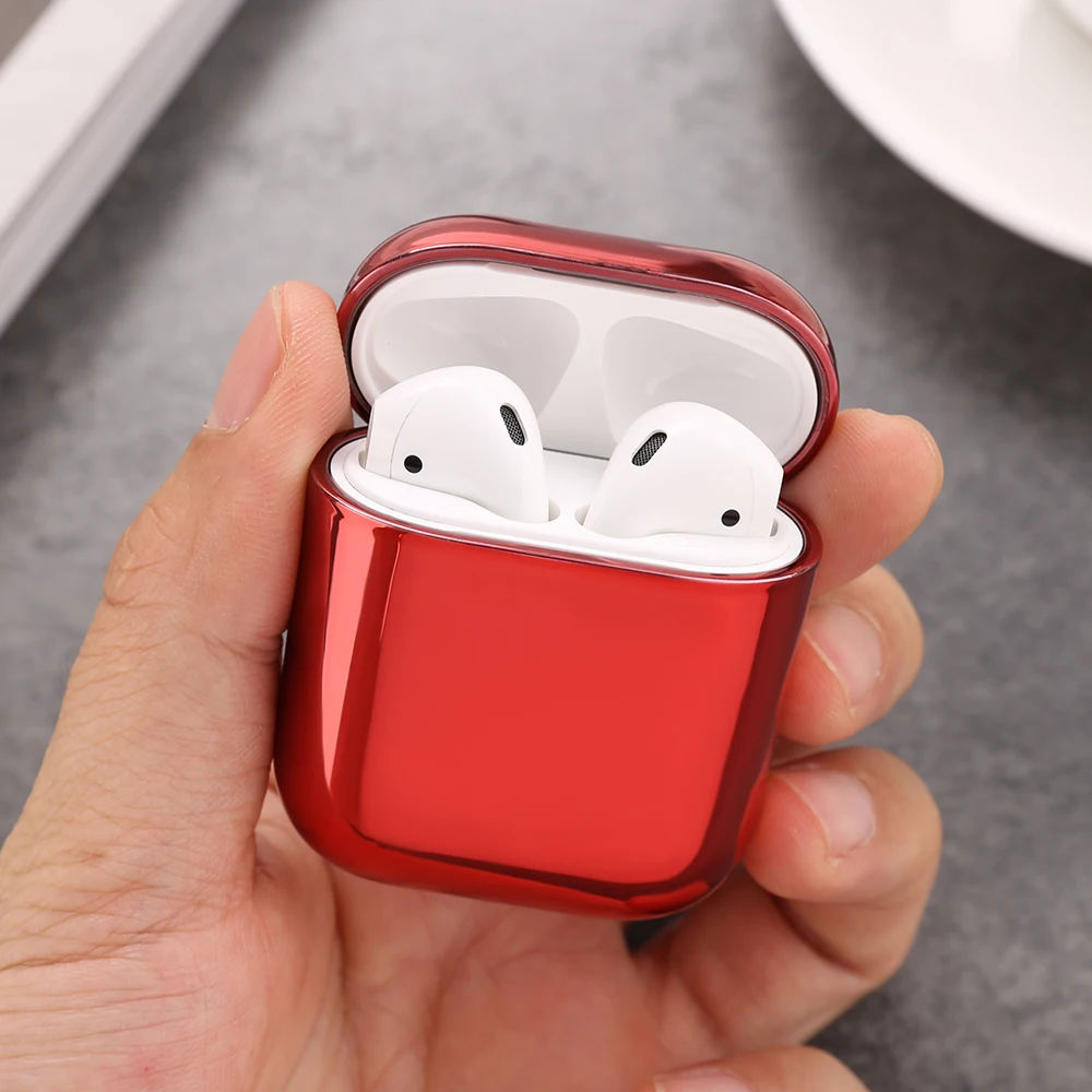 Глянцевый чехол с металлическим покрытием для наушников Apple Airpods 1/2 универсальный