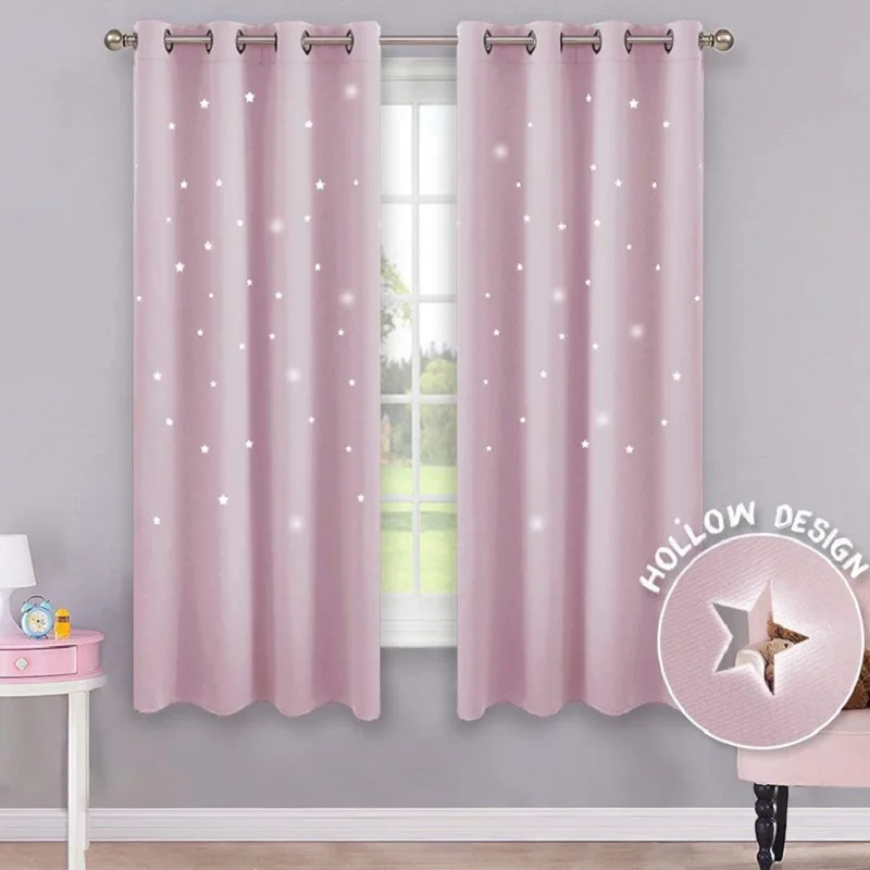 Шторы блэкаут с полыми звездами трехслойные тканевые Оконные Занавески для