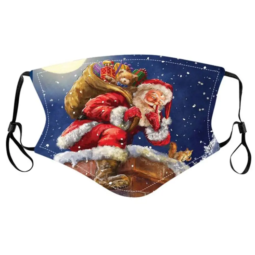 

Christmas Pattern Breathable Dustproof Cotton Mask Can Put Filter Cloth Mask Adult Children Christmas Theme Cotton Mask