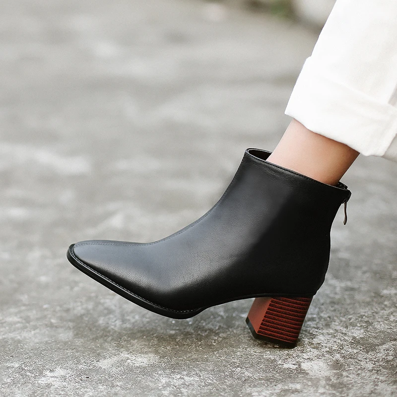 Женские ботильоны из натуральной кожи Полусапожки коровьей в европейском и