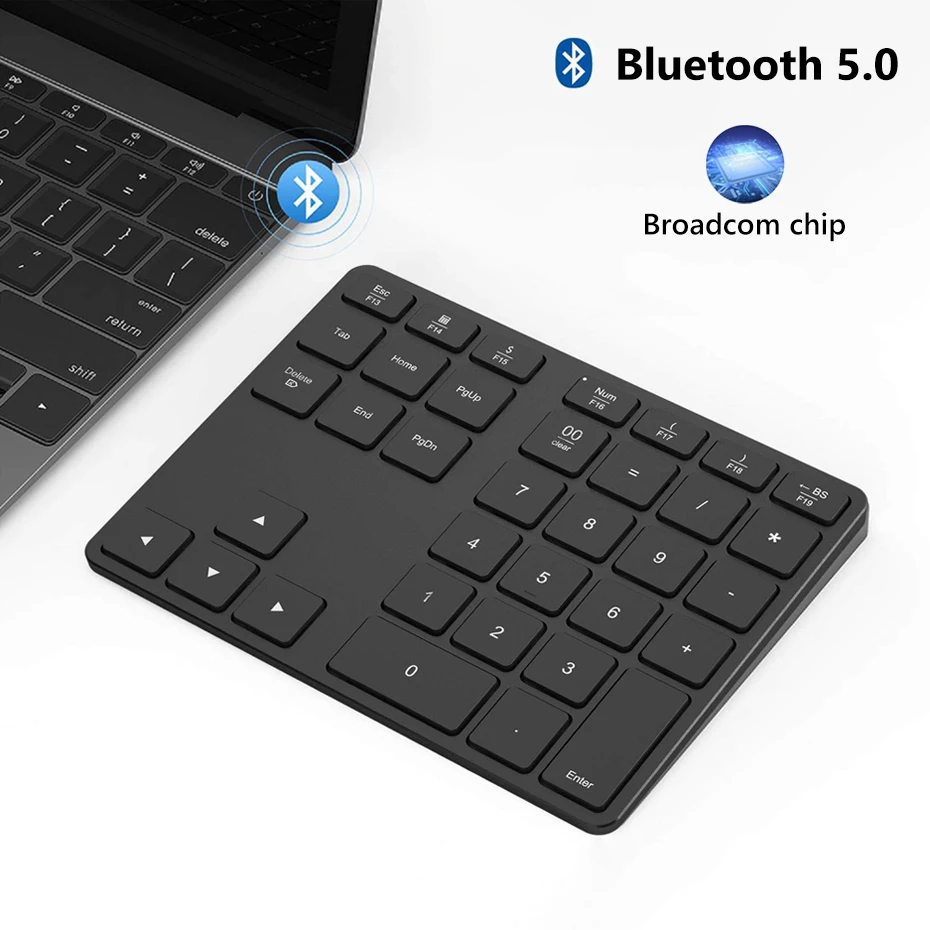 AVATTO алюминиевый сплав 35 клавиш Bluetooth беспроводная цифровая клавиатура, цифровая клавиатура для Windows, IOS, Mac OS, Android, планшет, ноутбук PC