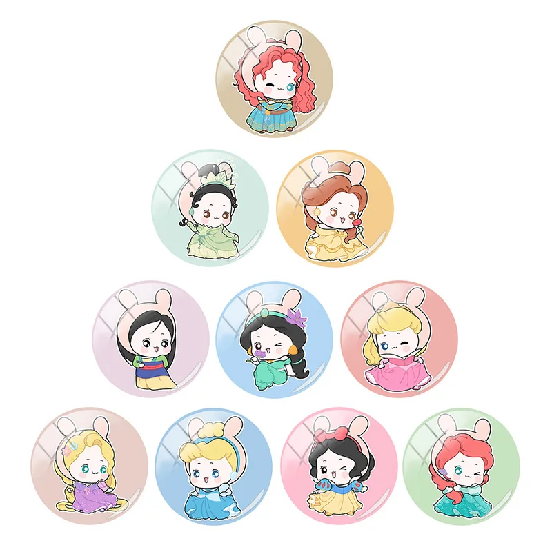

Disney Q version mini princess multi-shape tasteful stick figure 12mm/15mm/16mm photo glass cabochon dome flat back jewelry