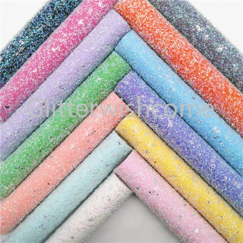 Синтетическая кожа Glitterwishcome 21 х29 см Размер A4 крупная с блестками и номером