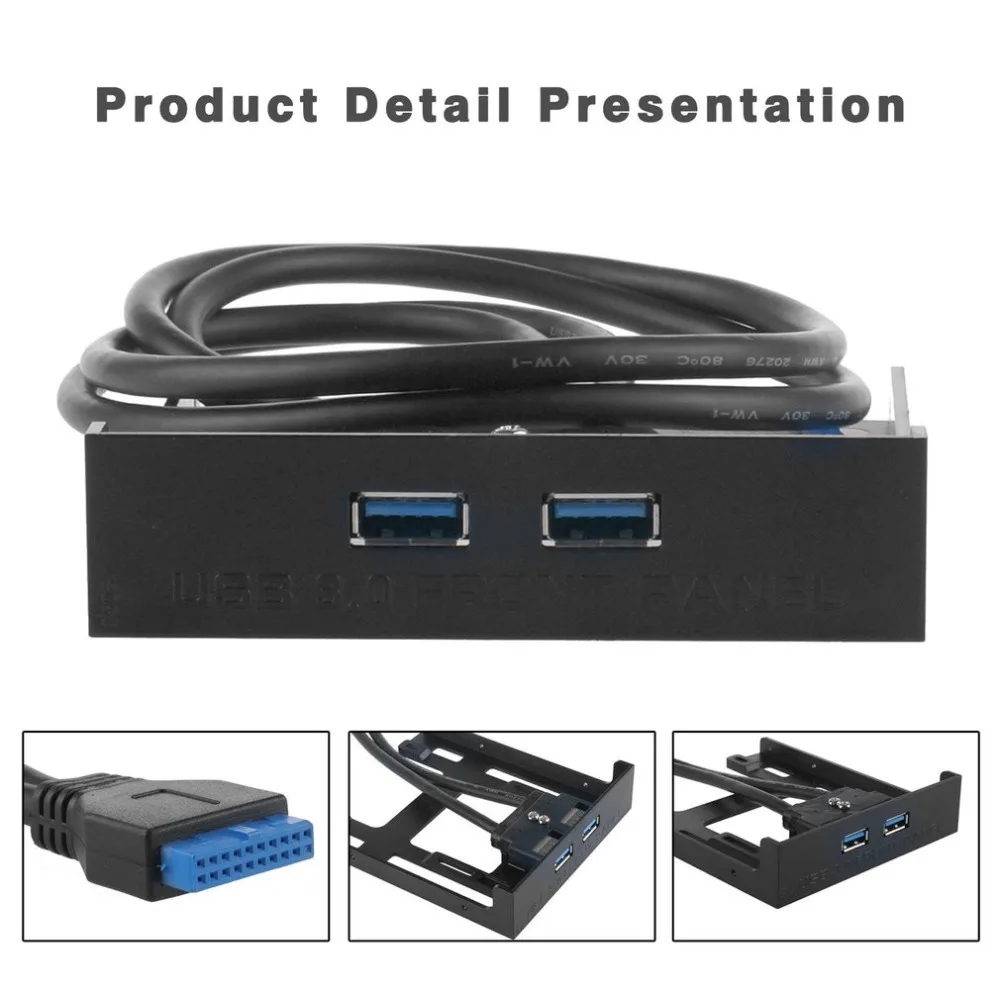 20-контактный разъем 2 Порты и разъёмы высокое Скорость USB 3,0 спереди Панель кабель адаптер компьютерный дисковод гибких дисков встроенный Панель для стационарного персонального компьютера флоппи-Bay