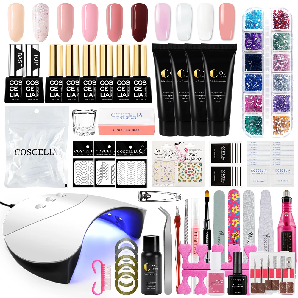 Набор для наращивания гель-лака COSCELIA машинка аппаратного маникюра УФ