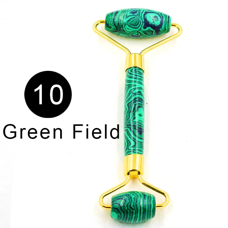 10 Green Field Натуральный нефритовый роликовый массажер, электрический Тонкий роликовый массажер для лица, коробка для кожи лица, розовый Rojo Rosa драгоценный камень с подарком для влюбленных, Adamei - Цвет: 10 Green Field