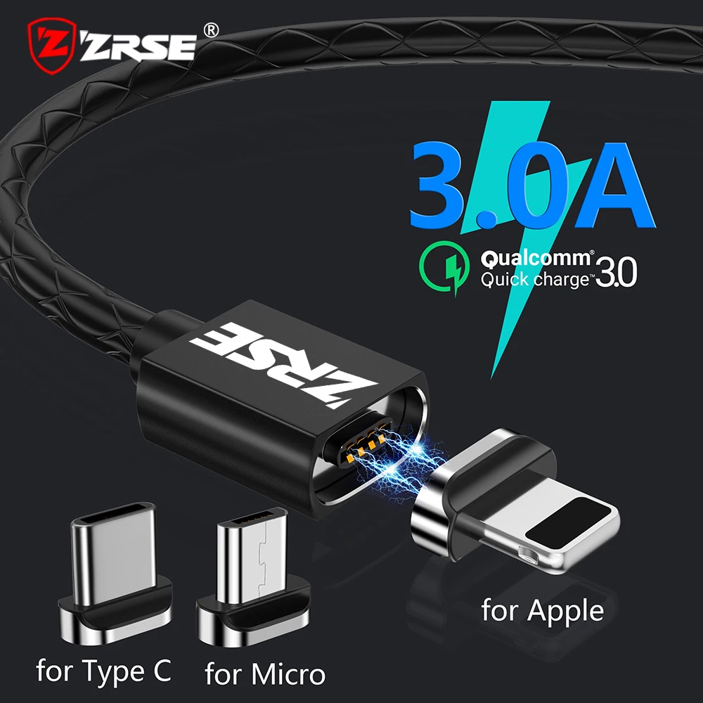 Магнитный зарядный кабель ZRSE 3 А для Samsung Xiaomi Oppo Redmi Huawe 1 м адаптер магнитный