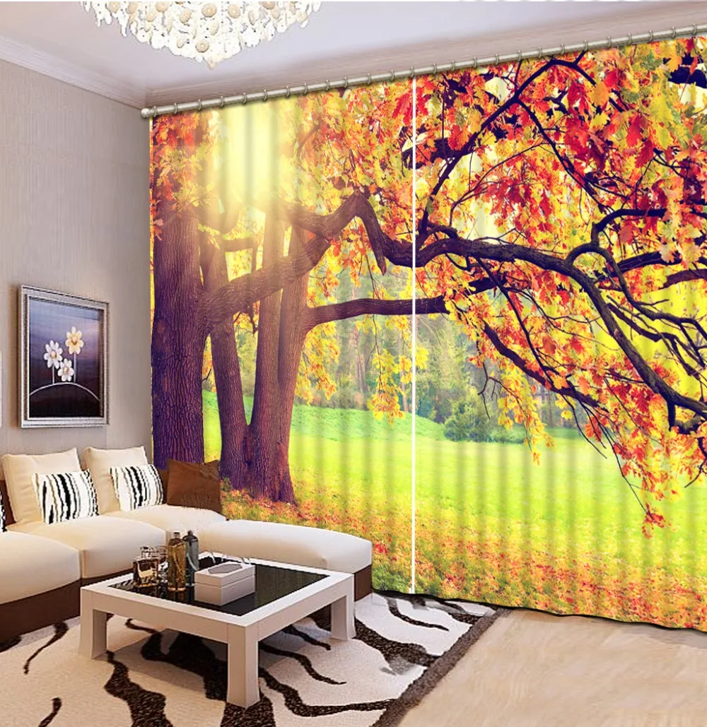 

auturn curtains Landscape Scenery Beauty Digital Photo Printing Blackout 3D Curtains for Living Room