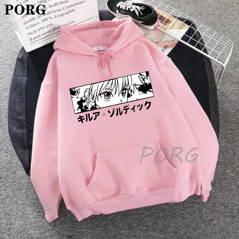 

Kawaii Hunter X Hunter Hoodies Men Women Long Sleeve Sweatshirt Killua Zoldyck Anime Manga White Pink Hoodies Tops Clothes