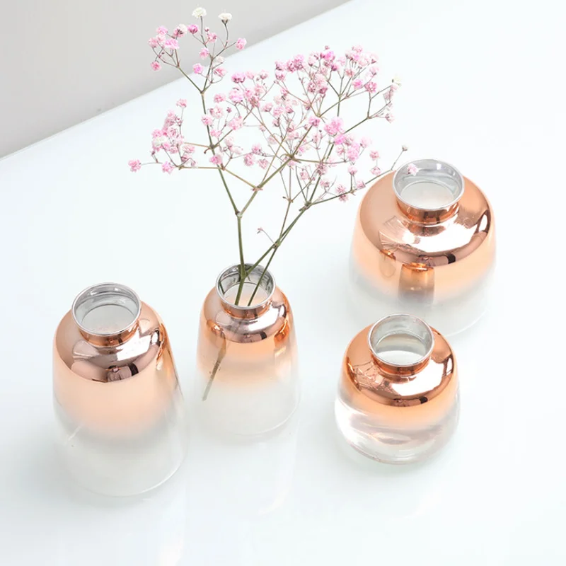 Скандинавская простая ваза из розового золота с градиентом сушеные цветы