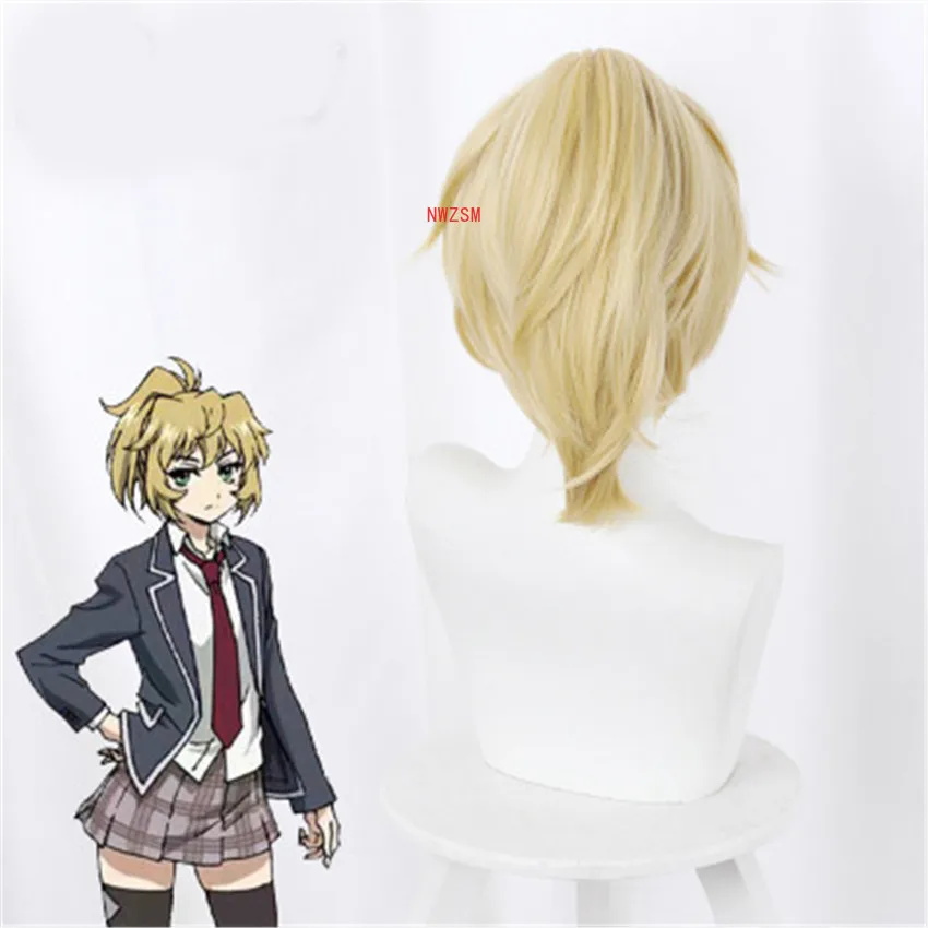 

2021 Anime Mayuko Nise Cosplay Wig Tenkuu Shinpan High-Rise Invasion Cos Yellow Ponytail Hair Girl Halloween Party Props Wig