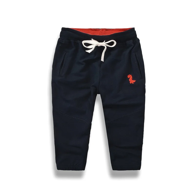 Осенние однотонные хлопковые длинные штаны с принтом для маленьких мальчиков