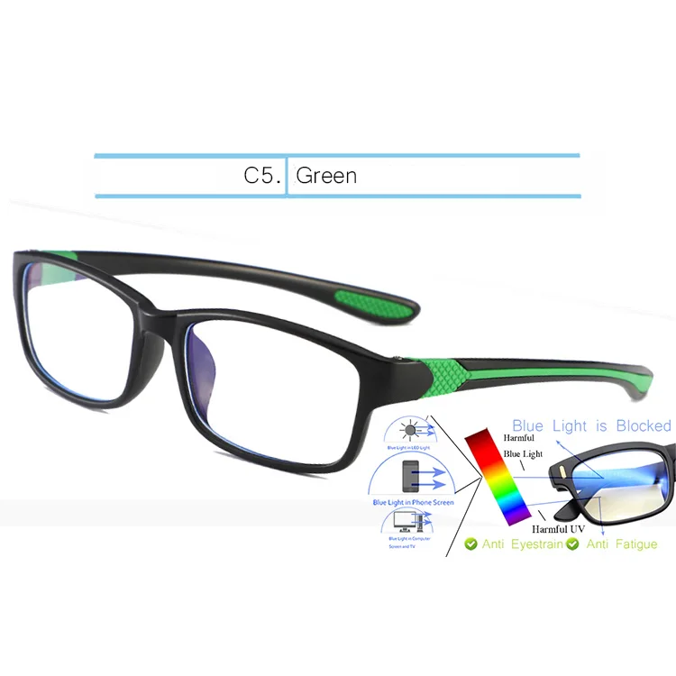 BL1101-Green IVSTA TR90 футбольные очки компьютерные спортивные мужские анти-голубые лучи светильник блокирующие очки оправа близорукость оптический Баскетбол - Цвет оправы: BL1101-Green