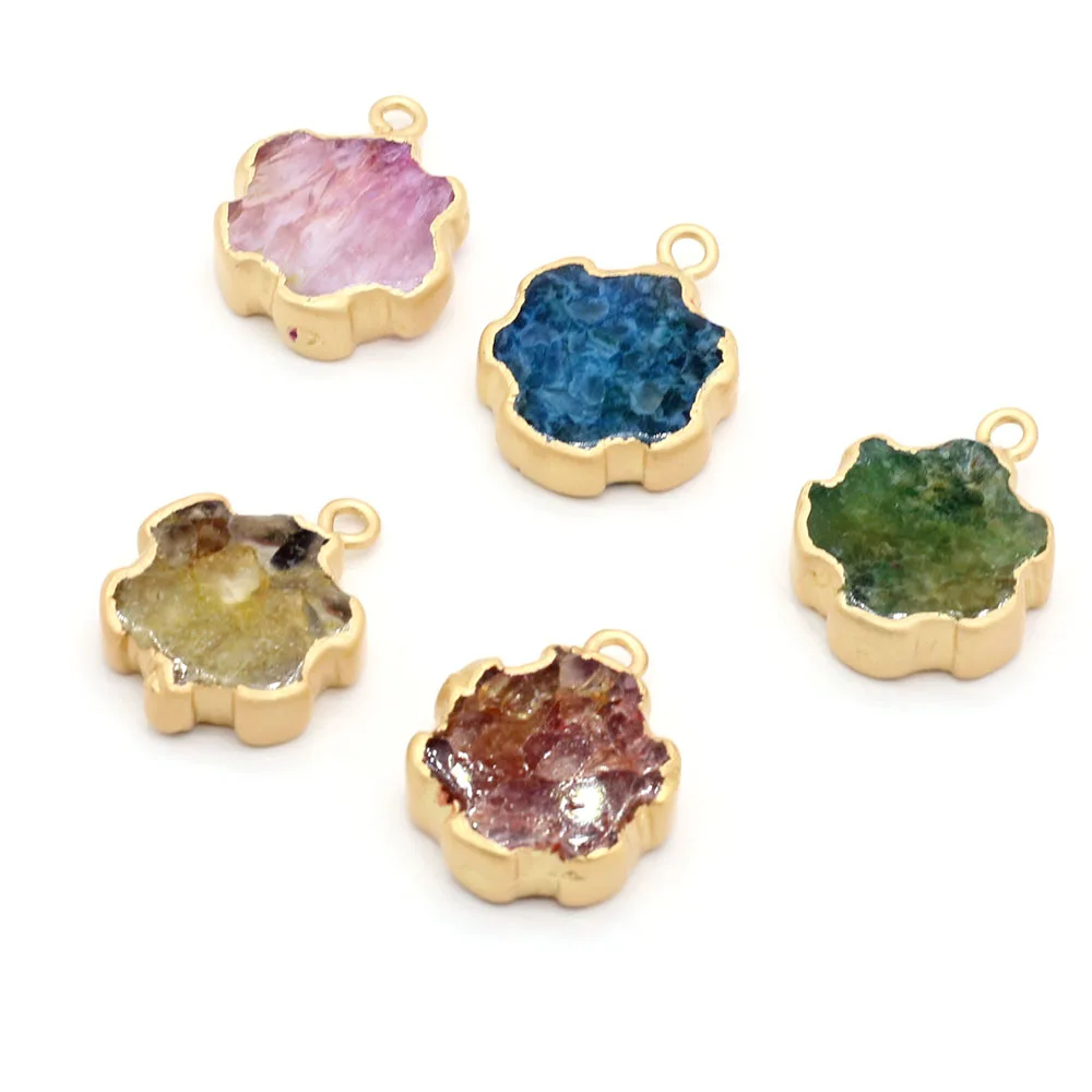 Подвеска из натурального камня в форме сливы Агаты дракона золотые окантовки