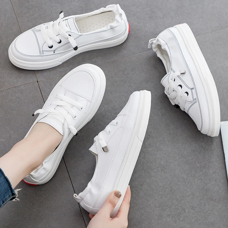Новинка женская Вулканизированная обувь белые кроссовки повседневная с