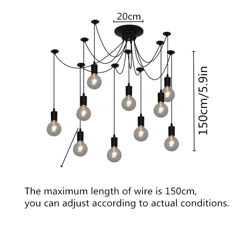 

Pendant Lights Hanglamp Hustres Spider Suspension Luminaria Multi Heads Lustre Pendente Retro Suspension Light Abajur E27 Holder
