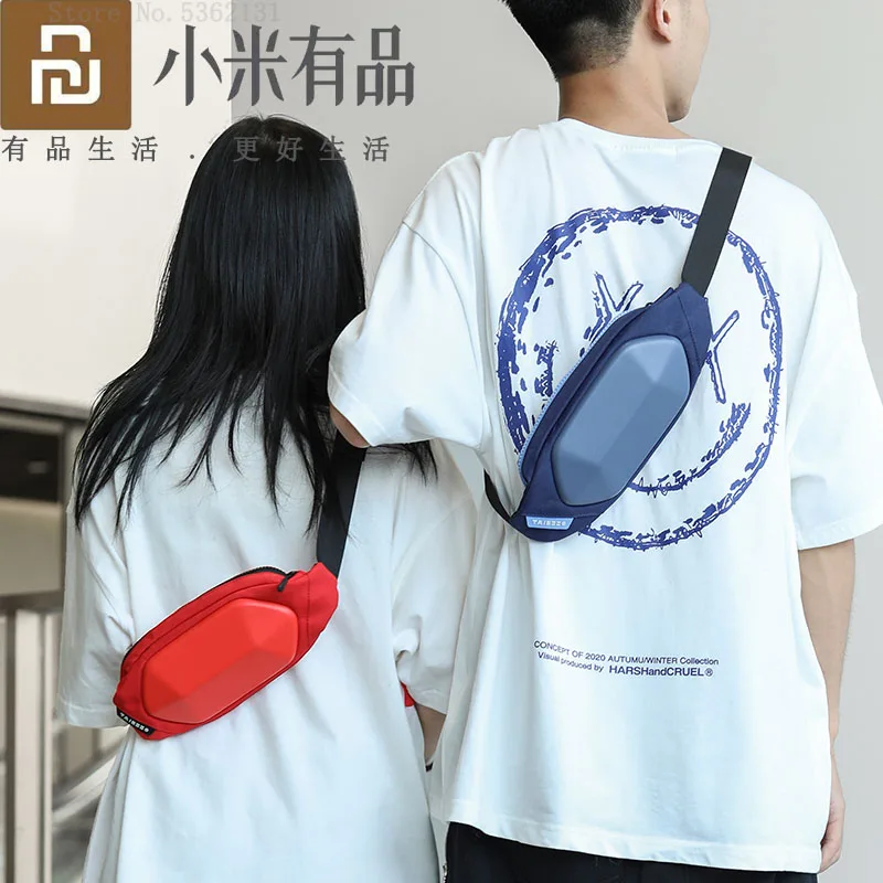 

Youpin TAJEZZO Mini Belt Bag Men Women Polyhedron PU Backpack Waterproof Sports Chest Pack Bags Phone Bag For Travel 5 colors