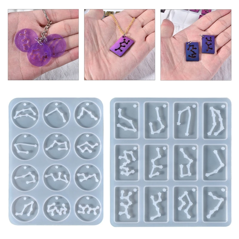 

Shiny Glossy Silicone Resin Molds 12 Constellation Keychain Mold DIY Keychain Pendant Jewelry Epoxy Resin Crafting Mold