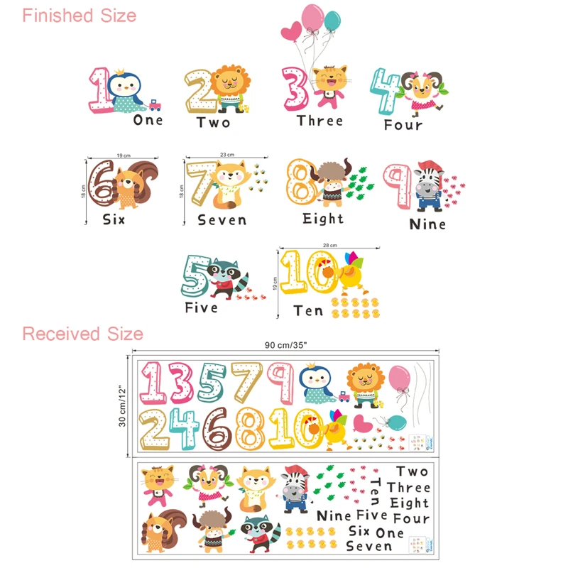 

Wall Stickers Children Early Education Alphabet for Kids Rooms Home Decor Cartoon Animals Wall Decalst Diy Digital Kawaii