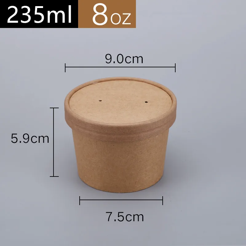 cup and lid5 50 шт высокого качества, самодельная бумажная одноразовая коробка для упаковки на вынос 8 унций/12 унций круглый салатный суповой контейнер для еды бумажная чашка с крышкой - Цвет: cup and lid5