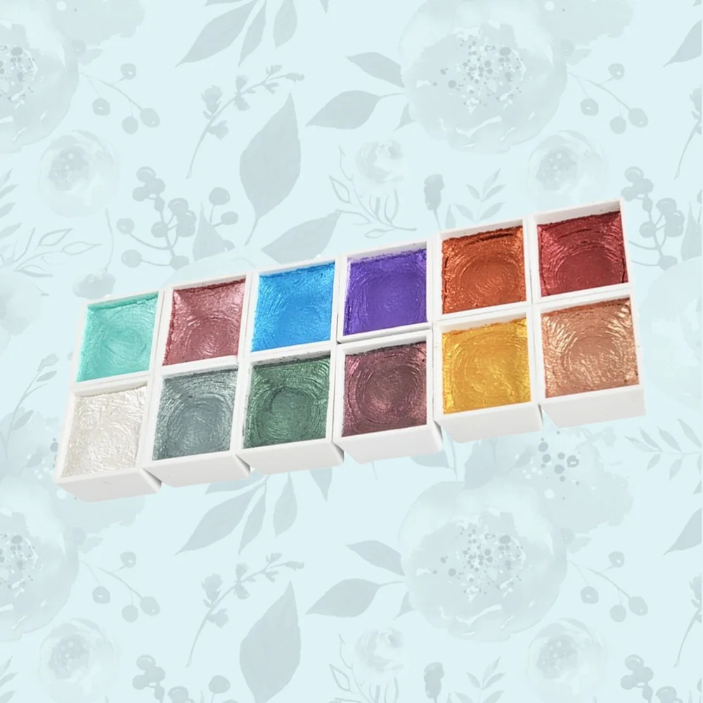 

Pearlized Beginner Gouache Watercolor Powder Set 12 Colors Watercolor Pigment Paint Kit